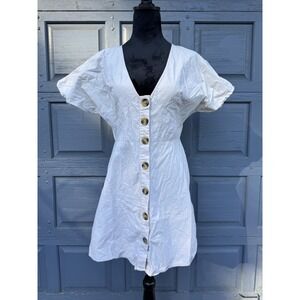 ASOS Cream White Mini Button Up Dress‎ Size 6!